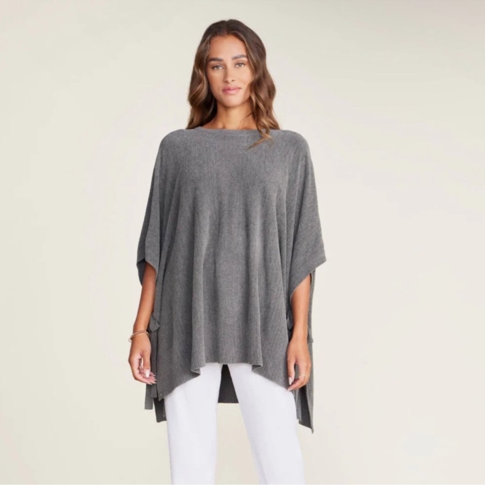Barefoot Dreams Cozy Chic Hi Lo Poncho with Side Tie - Picture 2 of 10